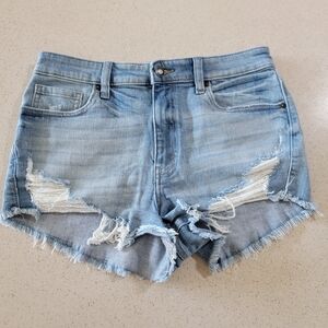 Eunina Light Blue Denim Distressed Jean Shorts